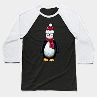 Santa Hat Penguin Baseball T-Shirt